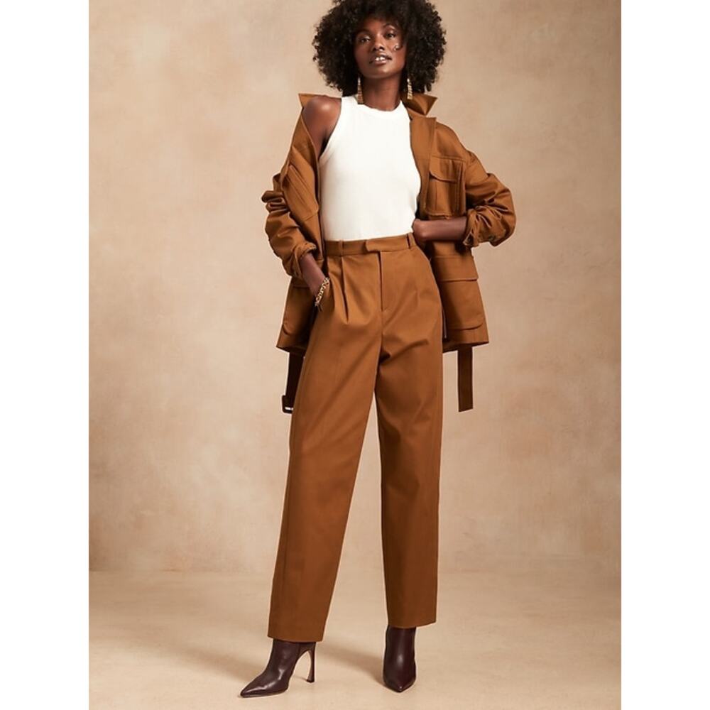 Banana Republic x Harbison Safari Pleated Suit Pant 14 Long Tall Spice Tan